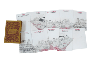 But wait -- layout all the chapbooks together and you get a floating cityscape that mirrors itself