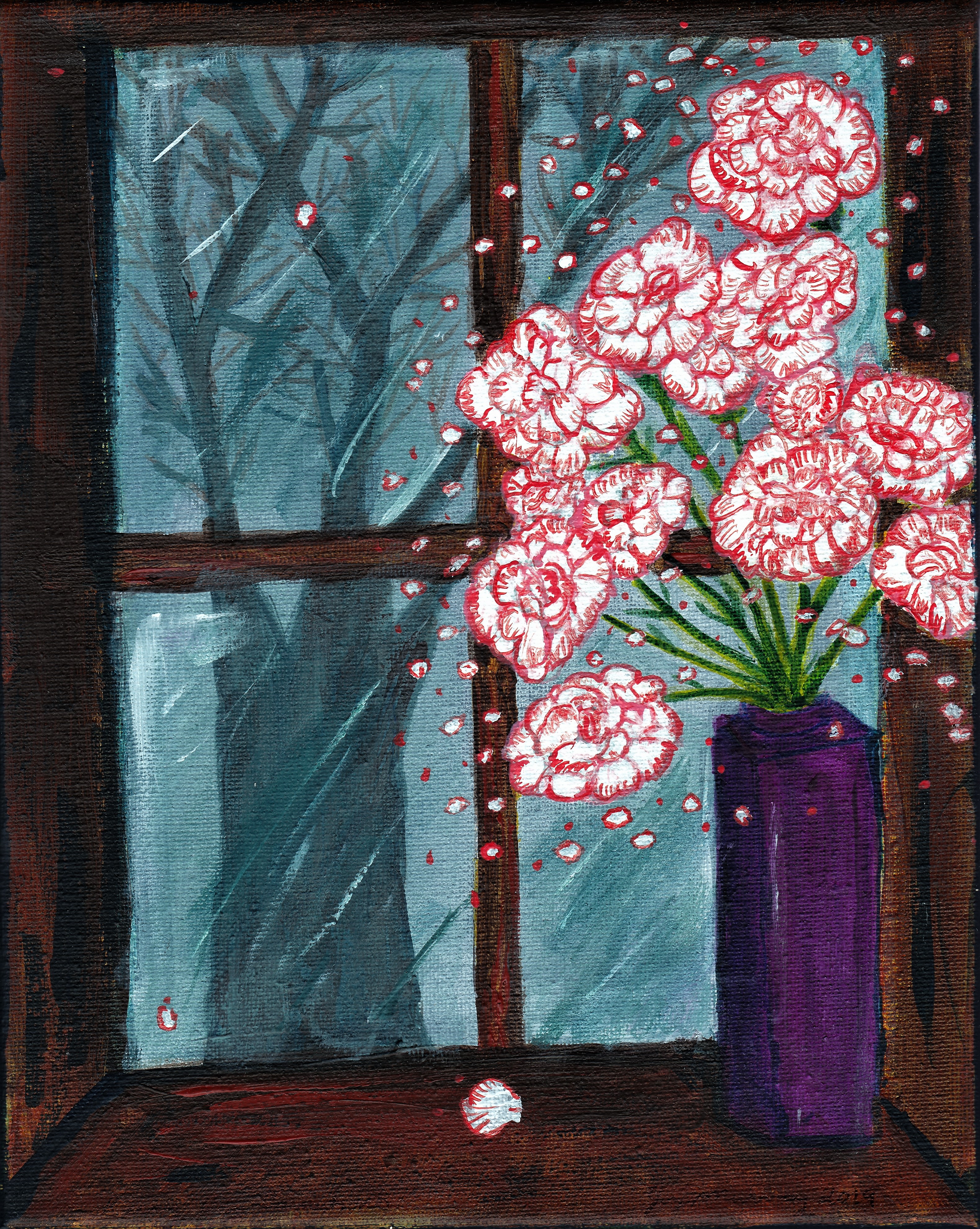 09 carnation on rainy day